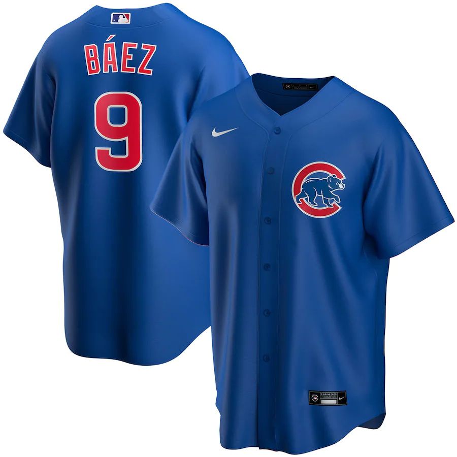 Mens Chicago Cubs #9 Javier Baez Nike Royal Alternate Replica Player Name MLB Jerseys->chicago cubs->MLB Jersey